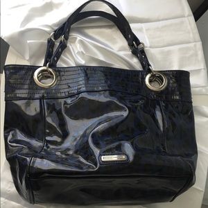 Steve Madden Large Tote Bag Blue and black vinyl